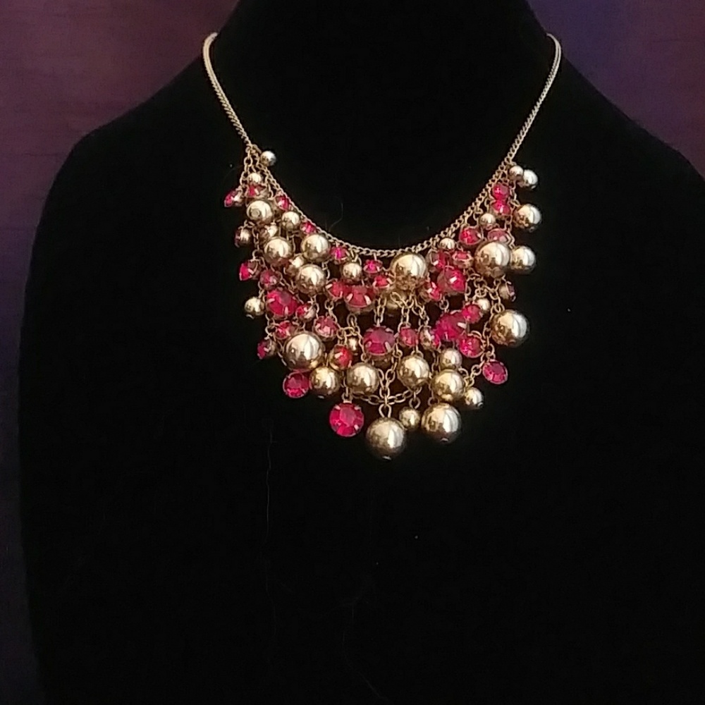 Danity Pink/Gold Cluster Necklace
